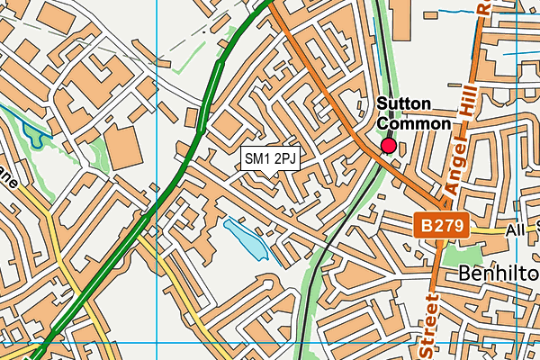 SM1 2PJ map - OS VectorMap District (Ordnance Survey)