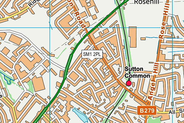 SM1 2PL map - OS VectorMap District (Ordnance Survey)