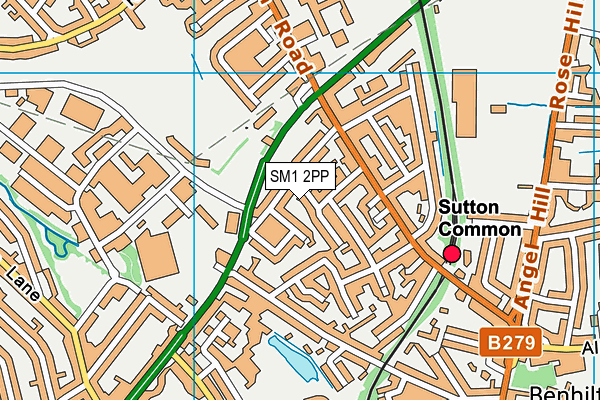 SM1 2PP map - OS VectorMap District (Ordnance Survey)