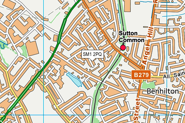 SM1 2PQ map - OS VectorMap District (Ordnance Survey)