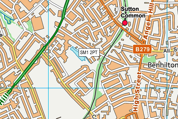SM1 2PT map - OS VectorMap District (Ordnance Survey)