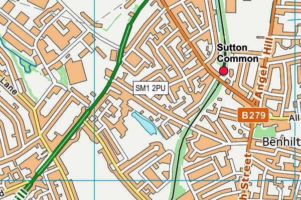 SM1 2PU map - OS VectorMap District (Ordnance Survey)