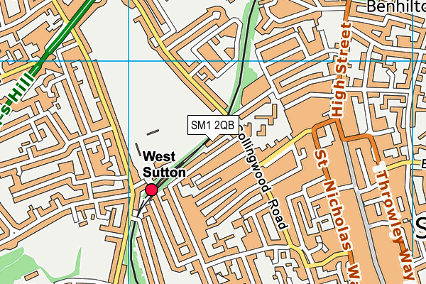 SM1 2QB map - OS VectorMap District (Ordnance Survey)