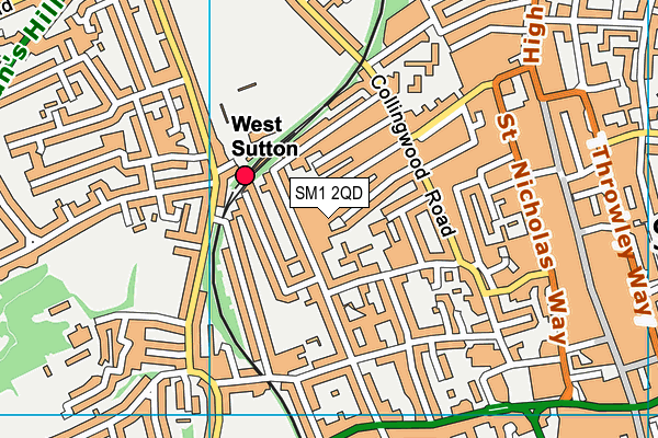 SM1 2QD map - OS VectorMap District (Ordnance Survey)