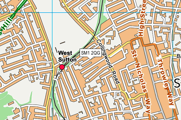 SM1 2QG map - OS VectorMap District (Ordnance Survey)