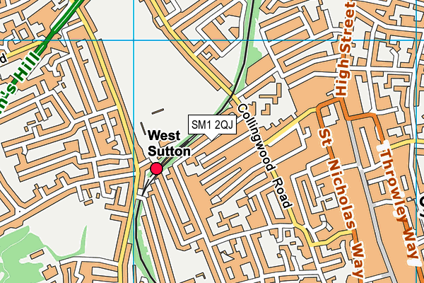 SM1 2QJ map - OS VectorMap District (Ordnance Survey)