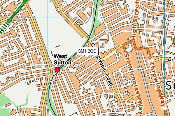 SM1 2QQ map - OS VectorMap District (Ordnance Survey)