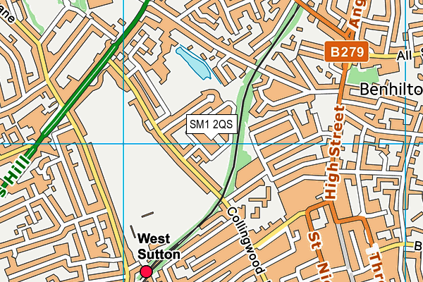 SM1 2QS map - OS VectorMap District (Ordnance Survey)