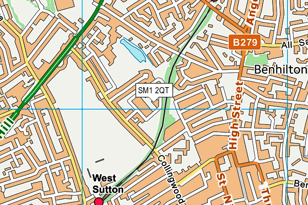 SM1 2QT map - OS VectorMap District (Ordnance Survey)