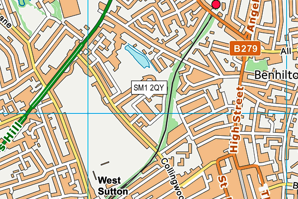 SM1 2QY map - OS VectorMap District (Ordnance Survey)