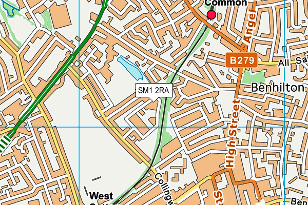 SM1 2RA map - OS VectorMap District (Ordnance Survey)