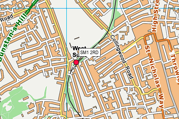 SM1 2RD map - OS VectorMap District (Ordnance Survey)