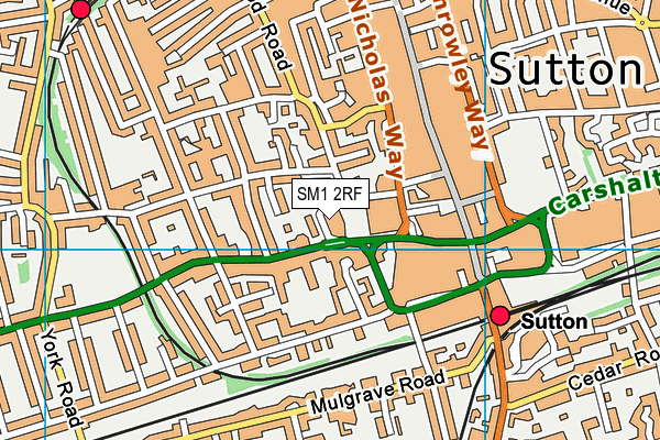 Spirit Health Club (London Sutton) map (SM1 2RF) - OS VectorMap District (Ordnance Survey)