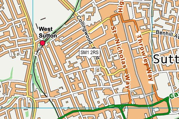 SM1 2RS map - OS VectorMap District (Ordnance Survey)