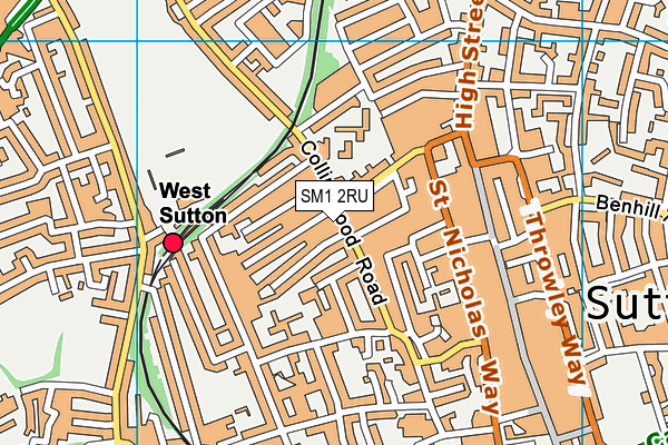 SM1 2RU map - OS VectorMap District (Ordnance Survey)