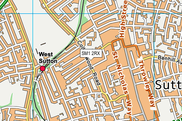 SM1 2RX map - OS VectorMap District (Ordnance Survey)