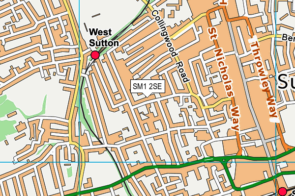 SM1 2SE map - OS VectorMap District (Ordnance Survey)