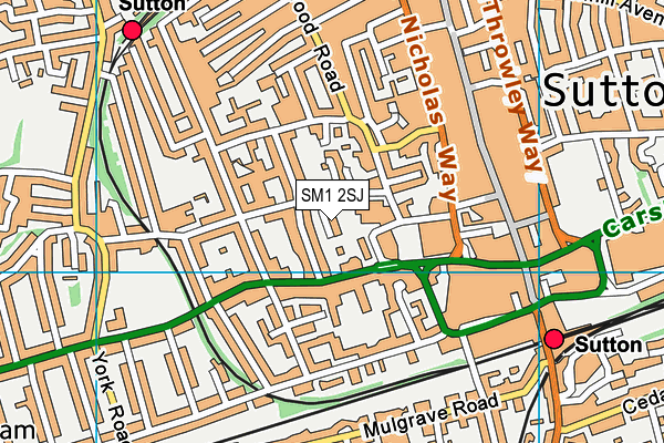 SM1 2SJ map - OS VectorMap District (Ordnance Survey)