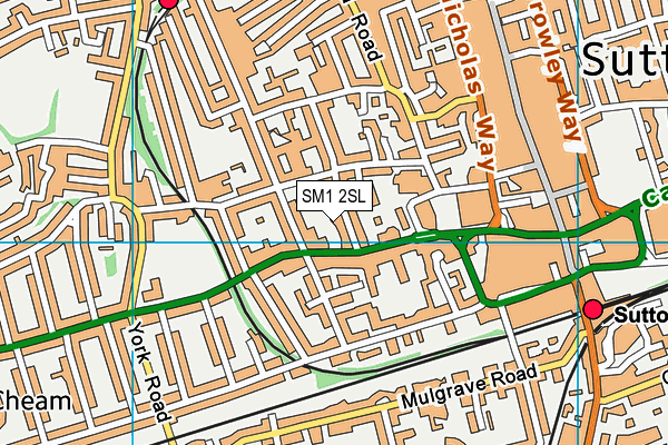 SM1 2SL map - OS VectorMap District (Ordnance Survey)