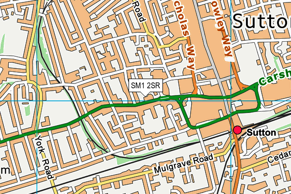 SM1 2SR map - OS VectorMap District (Ordnance Survey)