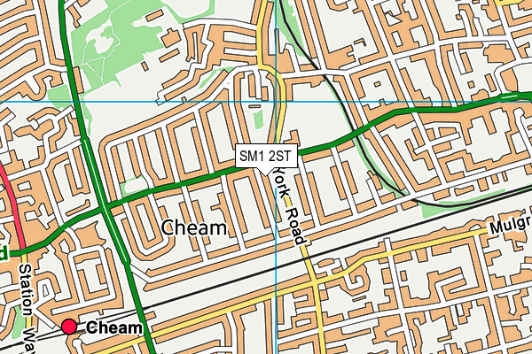 SM1 2ST map - OS VectorMap District (Ordnance Survey)