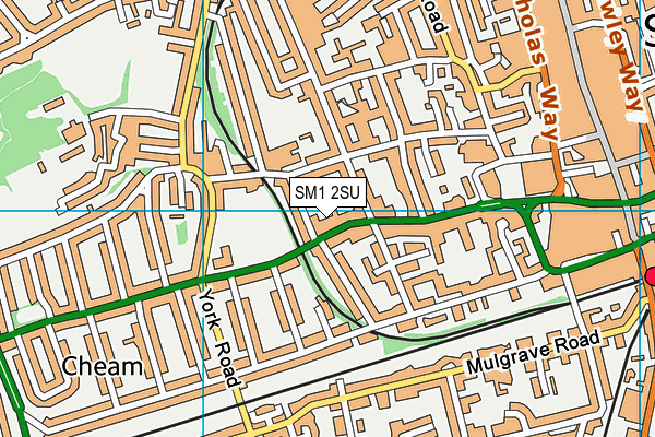 SM1 2SU map - OS VectorMap District (Ordnance Survey)