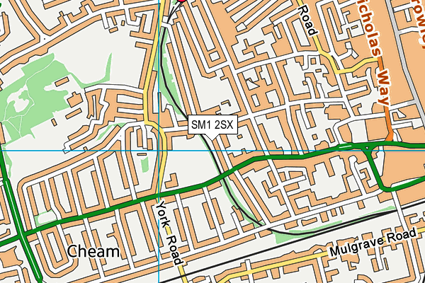 SM1 2SX map - OS VectorMap District (Ordnance Survey)