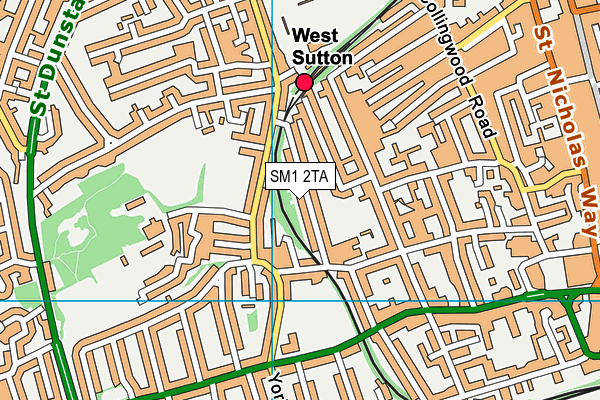 SM1 2TA map - OS VectorMap District (Ordnance Survey)