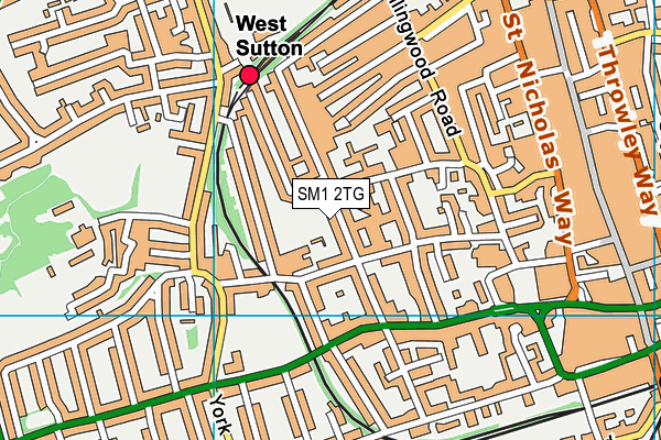 SM1 2TG map - OS VectorMap District (Ordnance Survey)