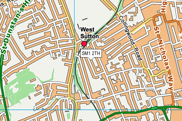 SM1 2TH map - OS VectorMap District (Ordnance Survey)