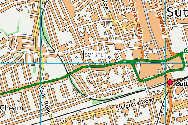 SM1 2TL map - OS VectorMap District (Ordnance Survey)