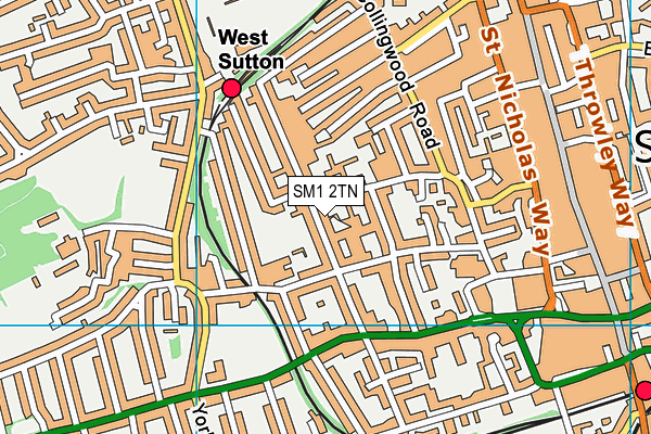 SM1 2TN map - OS VectorMap District (Ordnance Survey)