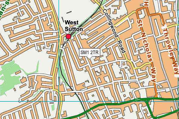 SM1 2TR map - OS VectorMap District (Ordnance Survey)