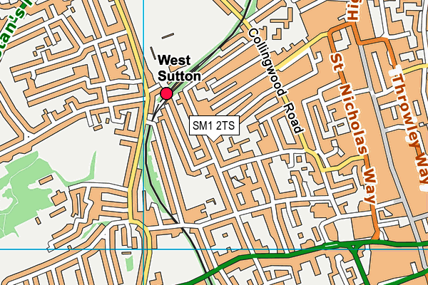SM1 2TS map - OS VectorMap District (Ordnance Survey)