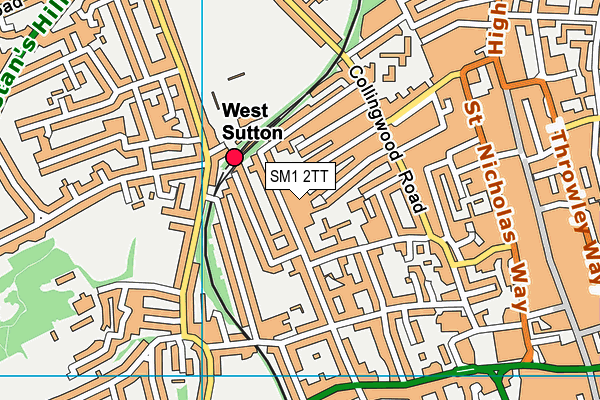 SM1 2TT map - OS VectorMap District (Ordnance Survey)