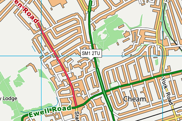 SM1 2TU map - OS VectorMap District (Ordnance Survey)