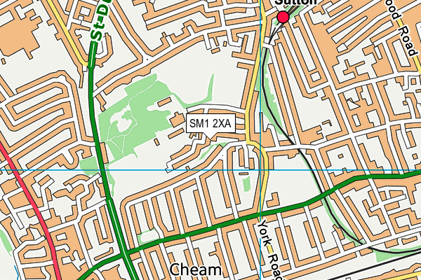 SM1 2XA map - OS VectorMap District (Ordnance Survey)