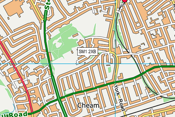 SM1 2XB map - OS VectorMap District (Ordnance Survey)