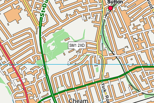 SM1 2XD map - OS VectorMap District (Ordnance Survey)