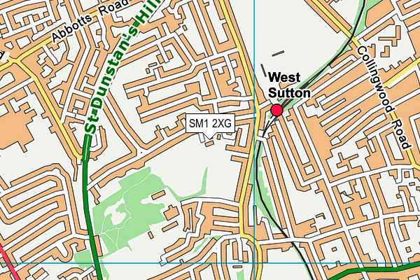SM1 2XG map - OS VectorMap District (Ordnance Survey)