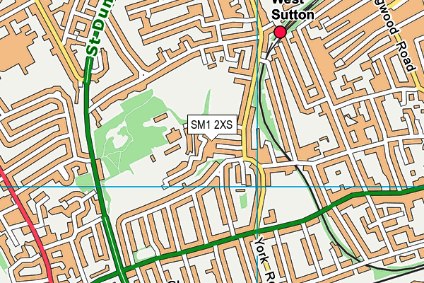 SM1 2XS map - OS VectorMap District (Ordnance Survey)