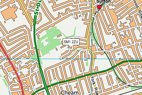 SM1 2ZU map - OS VectorMap District (Ordnance Survey)