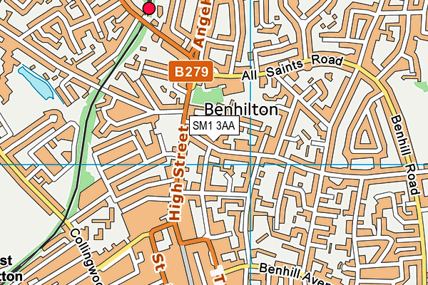 SM1 3AA map - OS VectorMap District (Ordnance Survey)