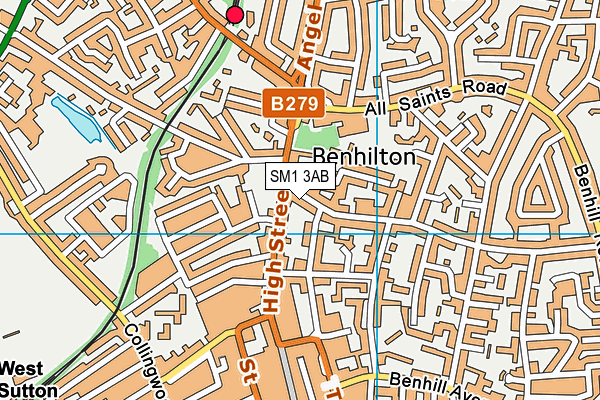 SM1 3AB map - OS VectorMap District (Ordnance Survey)