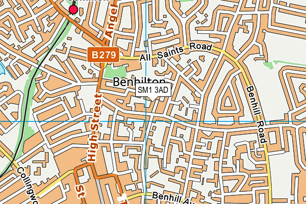 SM1 3AD map - OS VectorMap District (Ordnance Survey)