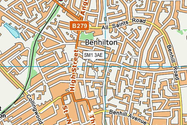 SM1 3AE map - OS VectorMap District (Ordnance Survey)