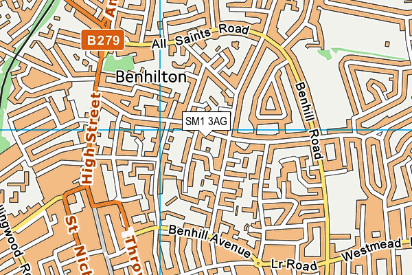 SM1 3AG map - OS VectorMap District (Ordnance Survey)