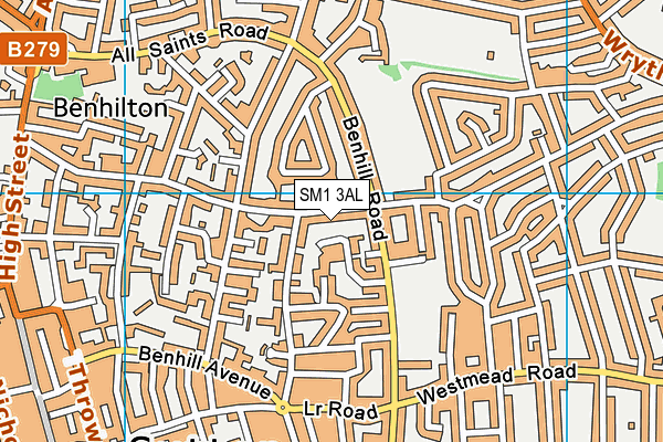 SM1 3AL map - OS VectorMap District (Ordnance Survey)