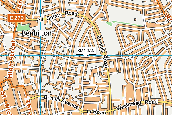 SM1 3AN map - OS VectorMap District (Ordnance Survey)