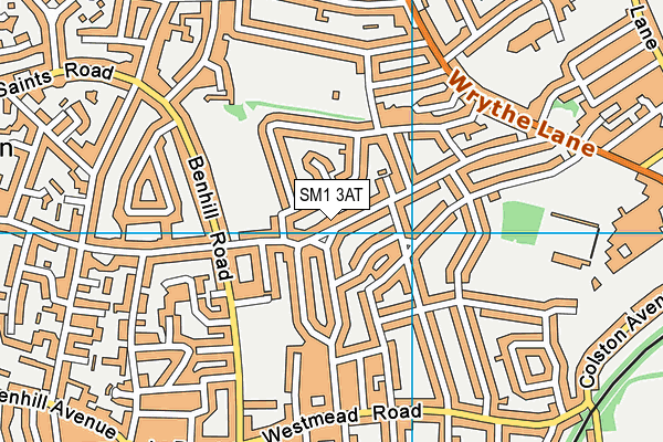 SM1 3AT map - OS VectorMap District (Ordnance Survey)